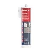 fischer Repair AC Reparaturmörtel, geruchsarmer Mörtel, witterungsbeständige Dichtmasse für den Innen- & Außenbereich, Kartusche für zahlreiche Anwendungen und Baustoffe, 310 ml, zementgrau