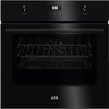 AEG Einbaubackofen – Serie 5 mit Ringheißluft: gleichmäßige Garergebnisse auf 3 Ebenen – Reinigung mit Wasserdampf – A – Elektronikuhr mit Timerfunktionen – Grillfunktion – Schwarz – BEE43511AB