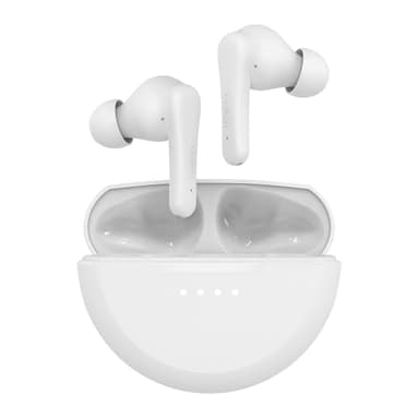 Belkin SoundForm Rhythm True Wireless In Ear Kopfhörer kabellos, integriertes Mikro, Schnellladen mit USB-C, 28 Std. Akkulaufzeit, wasserfest nach IPX5, für iPhone, iPad, Galaxy, Pixel usw. – Weiß