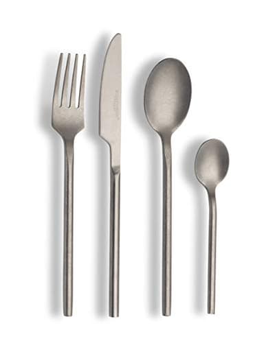 ECHTWERK Tafelbesteck Malou, Stonewashed silber, 16-teilig, Essbesteck für bis zu 4 Personen, Hochwertiger Chromnickelstahl, Edelstahl