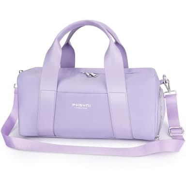 Sporttasche 16 Zoll für Frauen & Kinder,Mit Schuhfach & Trocken-Nass Trennung,Griff aus PU Leder,Praktisch für Fitness,Tanzen,Schwimmen, Reisen(Violett,40x19x20 cm,15L)