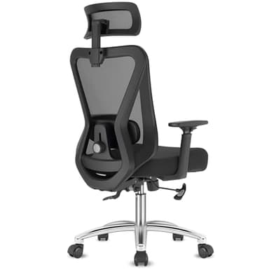 Durrafy Ergonomischer Bürostuhl, Schreibtischstuhl hat Kopfstütze, Lendenwirbelstütze, Armlehnen, Höhenverstellung, Drehstuhl mit 90°-130° Liegefunktion (Arretierbar), Belastung bis 150KG