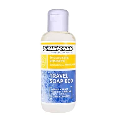 FIBERTEC Travel Soap Eco 100ml – 3-in-1 Reise-Seife flüssig, Körperpflege, Waschmittel & Geschirrspülmittel in einer Universal-Lösung, Biologisch abbaubar, Made in Germany