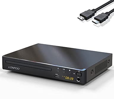 Region Free DVD-Player für Fernseher - Kompakter DVD Player HDMI mit 1080p HD Upscaling/RCA/Koaxial Ausgang, USB-Eingang & MIC-Ausgang, Fernbedienung （LP-099