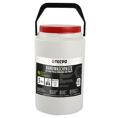 TECPO Handwaschpaste 3 Liter Handreiniger Hautpflege Reinigungspaste hautschonend Reinigung Seife gegen starke hartnäckige Verschmutzungen wie Öl, Fett, Kfz und Werkstatt