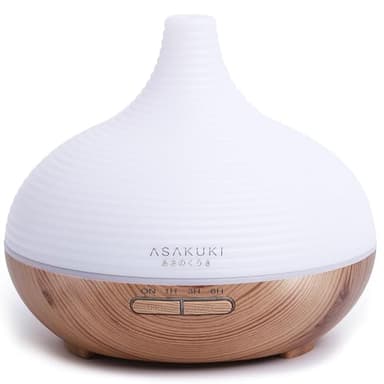 ASAKUKI 300ml Aroma Diffuser für Duftöle, Premium Ultraschall Luftbefeuchter Aromatherapie Öle Diffusor mit 7 farbigem LED Licht, BPA Free Schlafzimmer, Büro, Spa