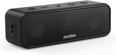 soundcore 3 Bluetooth Lautsprecher, Stereo-Sound, Audiotreiber mit Titan-Membran, PartyCast, BassUp, 24 Stunden Akku, IPX7 Wasserschutz, individueller EQ, für Zuhause, Draußen, Garten (in Schwarz)
