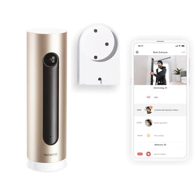 Netatmo Smarte Überwachungskamera Innen mit Wandhalterung, WLAN, Full HD, Bewegungserkennung, Nachtsicht,bis zu 32 GB lokaler Speicher auf MicroSD-Karte, Live Übertragung, Ohne Abonnement, NSC-AMZ