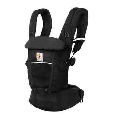 Ergobaby Adapt Babytrage für Neugeborene ab Geburt, 3-Positionen SoftFlex Mesh Ergonomische Babybauchtrage Rückentrage Baby-Tragetasche, Onyx Black