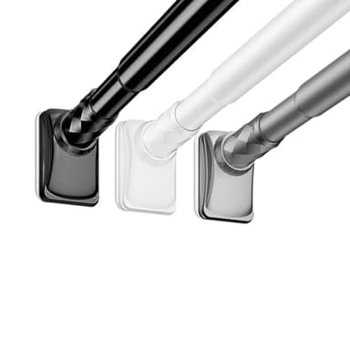 Gardinenstange Ohne Bohren 3m 4m 5m,Saugnapf Teleskopstange Zum Klemmen Vorhang Teleskop-Duschvorhangstange,Klemmstange Lange Verstellbare Für Große Fenster(Schwarz,360-450cm)