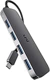 uni USB C Hub mit 4-Port USB 3.0 ultradünner Daten-Hub aus Aluminium, für MacBook Pro/Air, iPad Pro/Air, Dell XPS, Surface Book, iPhone 15 Serie usw.