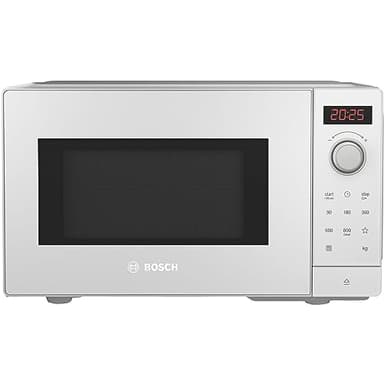Bosch FFL023MW0 Serie 2 Mikrowelle, 26 x 44 cm, 800 W, Drehteller 27 cm, Türanschlag Links, AutoPilot 7 mit 7 Automatikprogramme, Reinigungsunterstützung, LED-Touchdisplay, Weiß