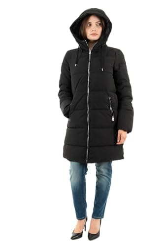 ONLY Damen Lange Puffer Jacke | Warmer Stepp Wintermantel mit Kapuze | Wattierter Blouson ONLDOLLY, Farben:Schwarz, Größe:L