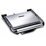 Tefal Kontaktgrill Inicio GC241D, Elektrogrill/Sandwichtoaster, Fettarmes Grillen, Panini, Toasts, Steak, Gemüse, Antihaftbeschichtete Grillplatten, 2000W, 36.3x10.8x33.2cm, Edelstahl/Schwarz