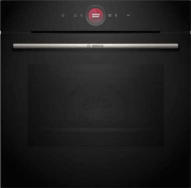 Bosch HBG7741B1, Serie 8 Smarter Einbau-Backofen, 60 x 60 cm, Made in Germany, Schwarz, Pyrolyse & Hydrolyse Selbstreinigung, Air Fry, Back Assist, 4D Heißluft, Farb-Touchscreen & Bedienring