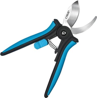 CYRUS Kleine Edelstahl Gartenschere,152mm Gebogene Klinge Rosenschere, Scharfe Trimmschere mit Sicherheitsverschluss, Rutschfester Griff Pflanzenschere, Leichte Blumenschere,00398