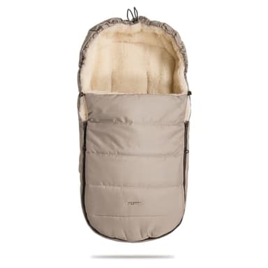 my junior® ThermoWool 2in1 Fußsack 100% Schurwolle, reflektierend, wasserabweisend (Naptime Latte)