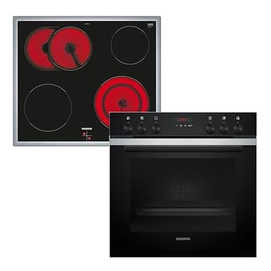 Siemens PQ212KA10, iQ300 Einbau-Herd-Set, Bestehend aus HE273ABS3 Herd, 60 x 60 cm, Pyrolyse Selbstreinigung, 3D Heißluft und Backautomatik, EA64RGNA1E Elektrokochfeld, Zweikreis-Kochzone, Bräterzone