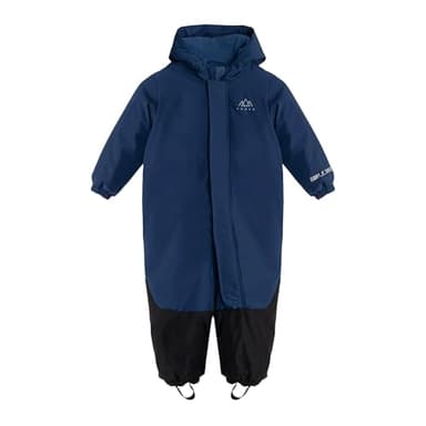 KADVA Kinder Skianzug KIKO Jr in Marineblau Größe 92 Ski Overall für Jungen Wasserdicht Winddicht mit Reflektoren und Kapuze Fleecefutter