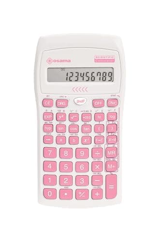 Osama - Wissenschaftlicher Taschenrechner mit 56 Funktionen, 10 Mantissa-Ziffern und 2 Exponenten, Schulsachen mit Schiebehülle für staatliche Prüfungen - Schulmaterial für Back to School, Rosa