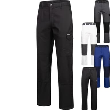 Safetytex Twill Arbeitshose - Bundhose strapazierfähig - viele Taschen - Twillhose lang - Malerhose - Cargo-Hose mit Knietaschen - Schwarz - Gr. 42