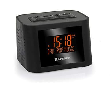 Karcher DAB 2420 - Stereo-Radiowecker DAB+ (DAB plus/UKW, Wecker mit Dual-Alarm, Sleep-Timer, LCD-Display, Kopfhöreranschluss, Uhrenradio, kleines Digitalradio, schwarz)