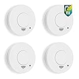 Smartwares Rauchmelder - TÜV geprüft - DIN EN 14604 Zertifiziert - Optischer Sensor - Testknopf - 85 dB - 10.100.41-4er-Set