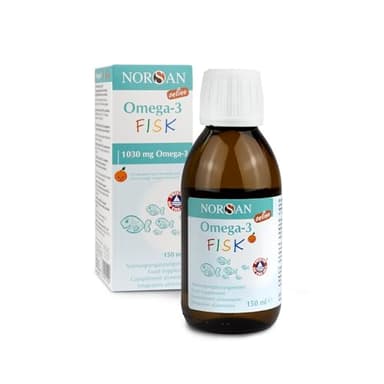 NORSAN Omega-3 FISK Fischöl hochdosiert 150 ml - Omega-3 für Kinder 1.030 mg pro Portion - hochwertiges Öl mit EPA & DHA