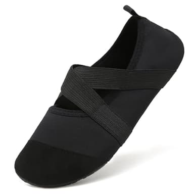 Acfoda Barfussschuhe Damen Badeschuhe Herren Schnell Trocknend Wasserschuhe Frauen Männer Strand Aqua Schuhe Leicht Weiche Verstellbar Schwarz 37/38 EU = Herstellergröße 38/39