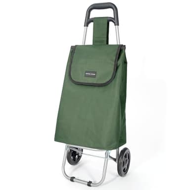 VERTICAL STUDIO Einkaufstrolley 35 L – Klappbar, leicht & robust, mit Alugestell, Reißverschlusstasche & Klettverschluss – Bis 25 kg Traglast, faltbar & abnehmbar (Dunkelgrün)