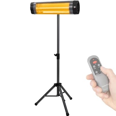 Heidenfeld Infrarot Heizstrahler IH100 | 𝟑 𝐉𝐀𝐇𝐑𝐄 𝐆𝐀𝐑𝐀𝐍𝐓𝐈𝐄 - 2500 Watt - Fernbedienung - Stativ - Schutzhülle - Heizstrahler Terrasse - Infrarotstrahler - Wickeltischstrahler (IH100)