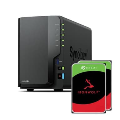 Synology DS225+ 4TB (Seagate Ironwolf 2x2TB) 2-Bay Plus Series - Intel Celeron J4125 Quad-Core, 2GB DDR4 Non-ECC SODIMM, 1 x 2,5GbE und 1 x 1GbE RJ-45 LAN-Port