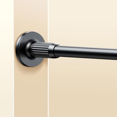 GOLDION Gardinenstange Multifunktionale Teleskopstange ohne Bohren 115-465cm Matt Schwarz Ausziehbare Klemmbar Vorhangstange - Extra Lange Teleskopstange - für Trennwand, Vorhang und Balkon