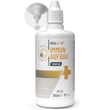 ReaVET Immun Aufbau-Tropfen für Hunde & Katzen 100ml - Stärkung des Immunsystem, Abwehrkraft I Vitamine Multivitamin Liquid - Wertvolle, rein natürliche Vitamine & Mineralien