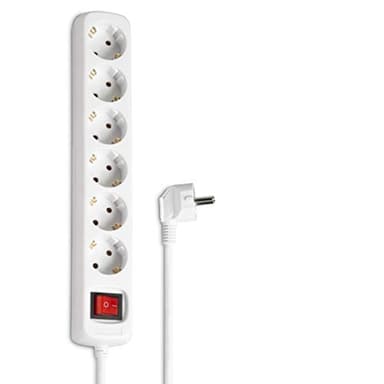 Hama Steckdosenleiste 6-Fach (Mehrfachsteckdose mit Save Energy-Schalter zum Stromsparen, Steckplätze 45 Grad gedreht, Kabel 1,4m, GS geprüft, Mehrfachstecker für Home Office) Weiß