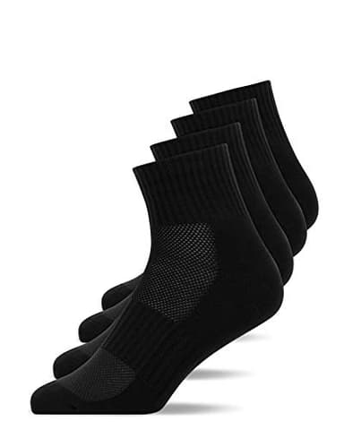 Snocks Mittelhohe Laufsocken Herren Damen 4 Paar - Atmungsaktive Sportsocken ohne Verrutschen - Gemütliche und weiche Funktionssocken - Quarter Socken Sport - Gr. 43-46 - Farbe Schwarz