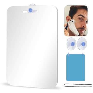 Moosono Duschspiegel Rasierspiegel Antibeschlag Mit Saugnapf Spiegel Klein für Dusche 18cm*25cm Unbreakable Fogless Shower Mirror