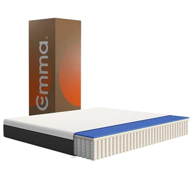 Emma Hybrid II Matratze 160x200 cm, 25 cm Höhe - Memoryschaum und Federkernmatratze mit Taschenfedern, Mittelweich H2, 5 Zonen Unterstützung, Ergonomisch und Atmungsaktiv, Waschbarer Bezug