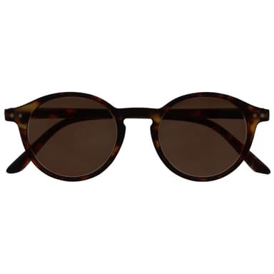 OPULIZE REY Sonnenbrille - Runder Retro-Rahmen - Mattbraunes Schildpatt - Herren Damen - Federscharniere - S56-2