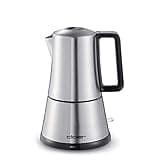 Cloer 5918 Moka Maker, "Espressokocher", 3-4 Tassen, Edelstahleinsatz, Sicherheitsabschaltung, Sicherheitsventil, An-/Ausschalter, 365 W, Edelstahl
