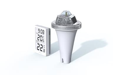 Technoline WS9079 digitales Funk - Poolthermometer mit Station, misst Wassertemperatur und überträgt die Daten via Funk auf die Station, Station misst zusätzlich die Innentemperatur