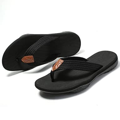 MGGMOKAY Herren Flip Flops Sandalen Bequeme Fußgewölbestütze Lässige Strandrutschen Schuhe,Schwarz,43