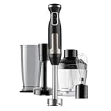 BLACK+DECKER - Stabmixer BXHBA1500E | 1500 Watt | 20 Geschwindigkeiten | Turbo | Edelstahl | Spritzschutz | Inklusive Pürieraufsatz, Schneebesen, Zerkleinerer und Messbecher