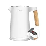 Midea Edelstahl Wasserkocher mit Temperatureinstellung, 1,5 Liter, 2200W, wasserkocher weiß, Teekocher mit Temperaturanzeige und Sicherheitsfunktionen,BPA frei
