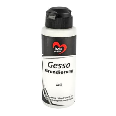 Ideen mit Herz Gesso | Premium-Grundierung für Acryl- & Ölfarben | stark deckend | 120 ml (weiß)