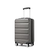 KONO Koffer Trolley Handgepäck Kabinenkoffer Leichte Hartschalengepäck mit TSA-Schloss und doppelte Spinnrollen für Reisen und Business 55x35x22cm, Grau