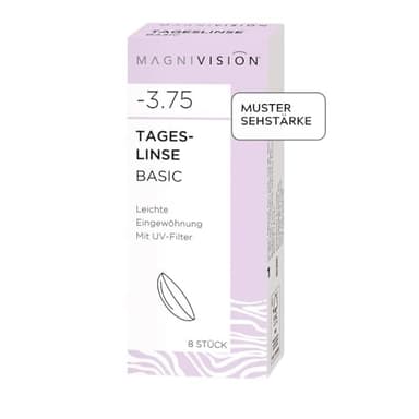 MAGNIVISION Tageslinsen Basic weiche Kontaktlinsen für -2,25 dpt. | 8 Stück | BC 8.6 | DIA 14.2 | Kontaktlinse mit Hydrogel und UV-Filter für ein angenehmes Tragegefühl | ohne Konservierungsstoffe