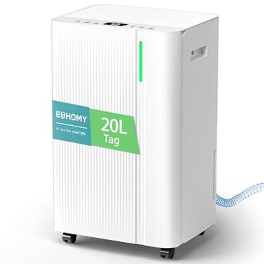EUHOMY 20L Luftentfeuchter Elektrisch, Raumentfeuchter Elektrisch für Keller 150m³/50m², Leise & Stromsparende Dehumidifiers mit Automatisches Abtauen, Ablaufschlauch, Filter, Timer