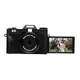 Bewinner Spiegellose Kamera mit 6K -Video, 64MP CMOS -Sensor, 16 -Fach Digitaler Zoom, 180 ° Flip -Bildschirm, Autofokus, WLAN -Transfer für die Vlogging -Fotografie (Black)