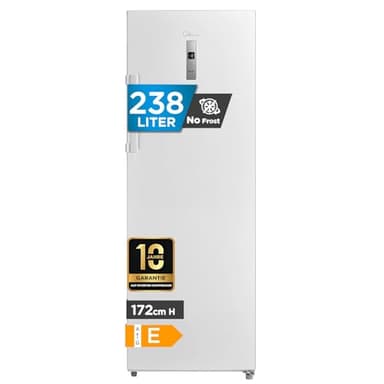 Midea MDRU333FZE01 Gefrierschrank/Kühlschrank/172,2 cm hoch/NoFrost/Flexible Kühl- und Gefrierfunktion/Superkühl/238L/Große Fächer/Zero Clearance/Easy Open Handgriff/Wechselbarer Türanschlag/Weiß